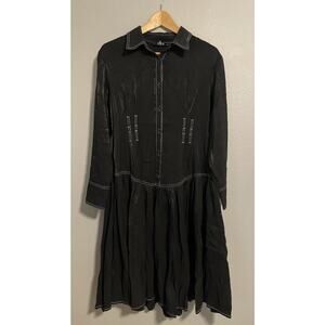 TOV Los Angeles Midi Womens Dress Size 38 Black Button Down Punk Goth Lagenlook